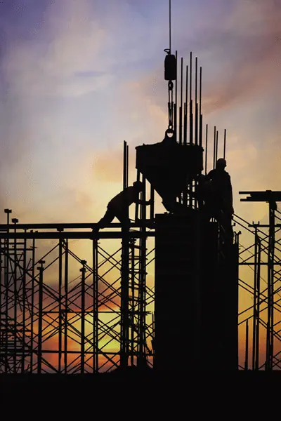 Scaffolding at sunset